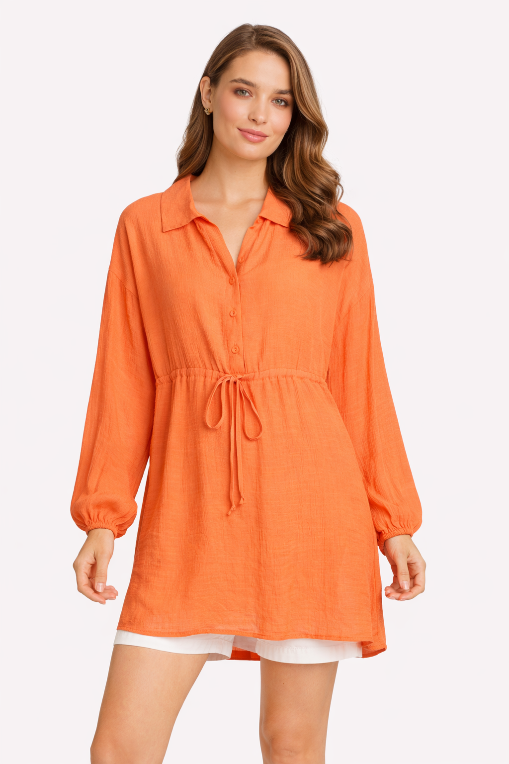 SOLID COLOR SHIRT DRESS