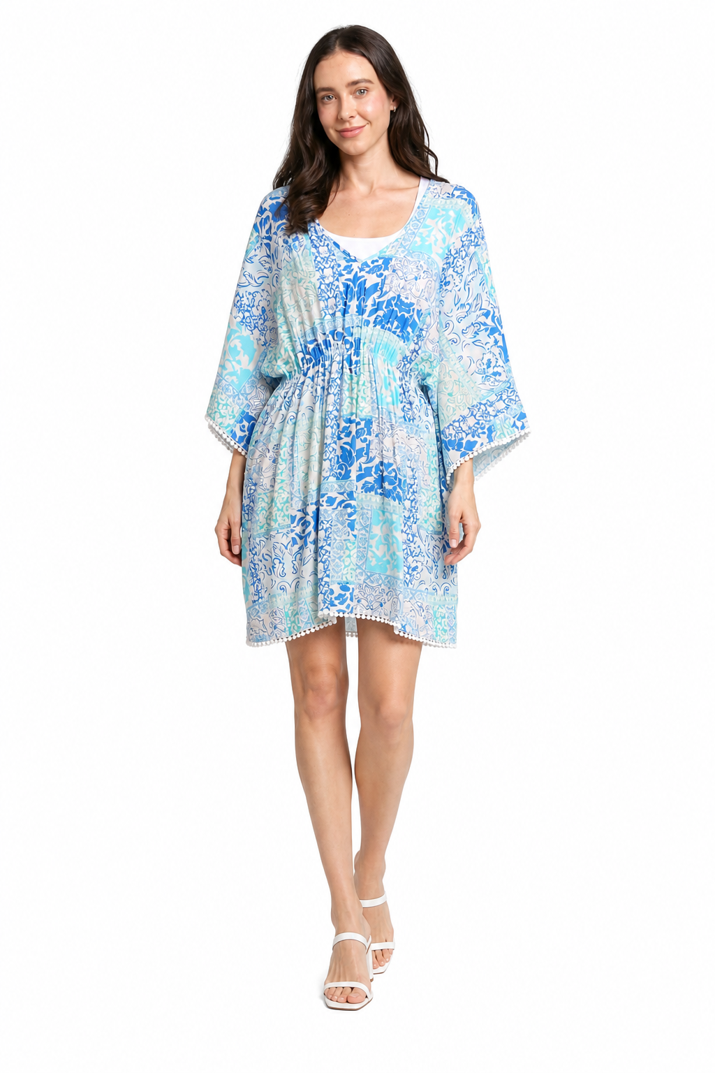 MIXED LEAF PATTERN COVER-UP DRESS