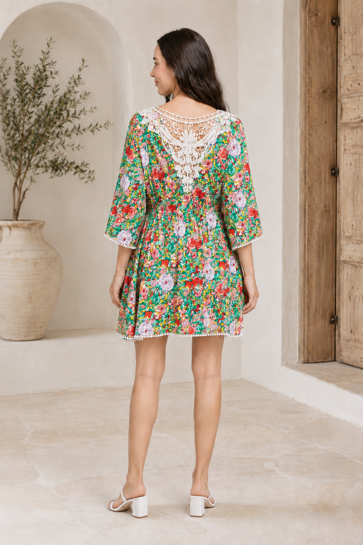 FLORAL PATTERN COVER-UP DRESS