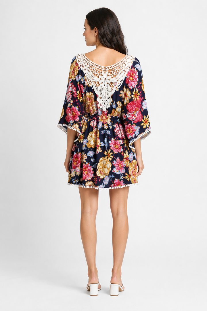 MIXED FLORAL PATTERN COVER-UP DRESS