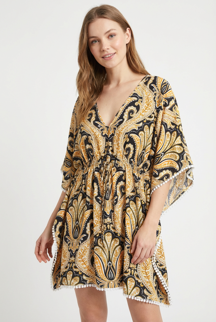 MIXED PATTERN COVER-UP DRESS