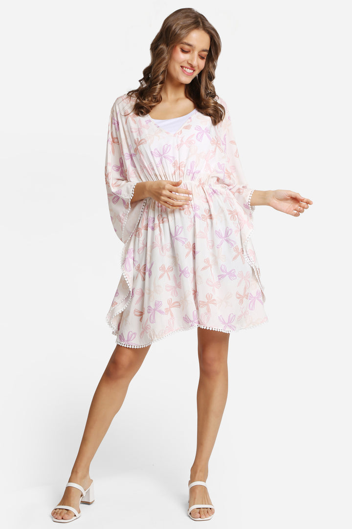 RIBBON PATTERN COVER-UP DRESS