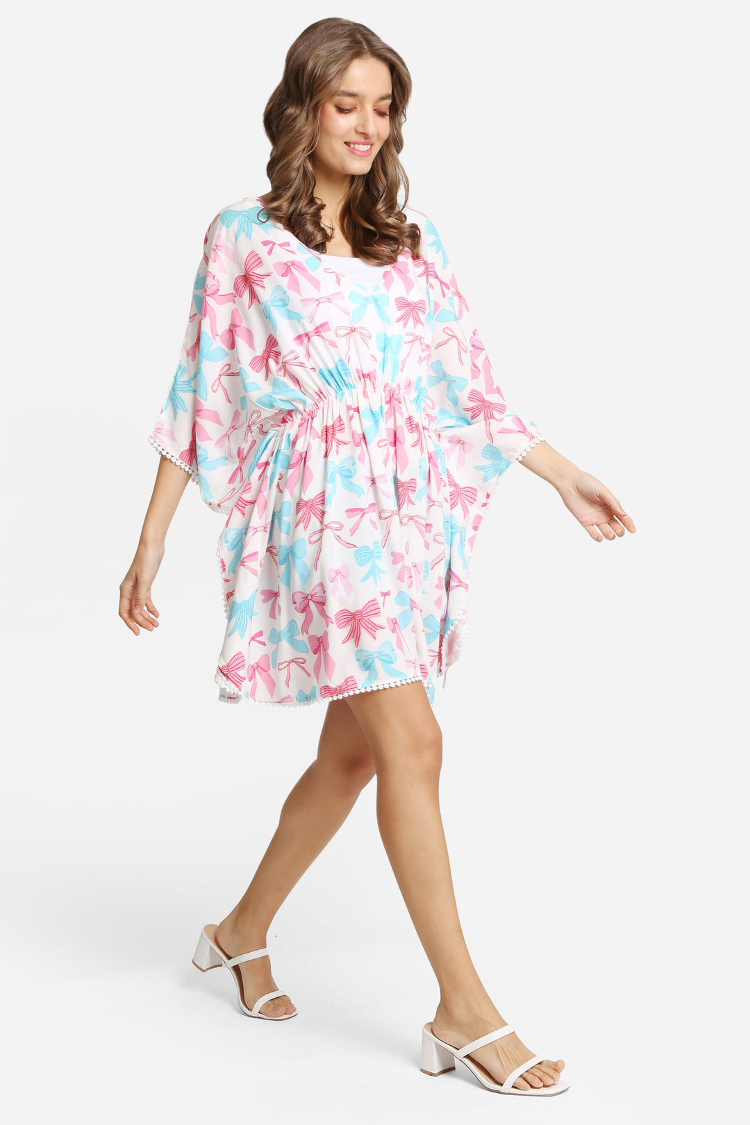 MIXED RIBBON PATTERN COVER-UP DRESS
