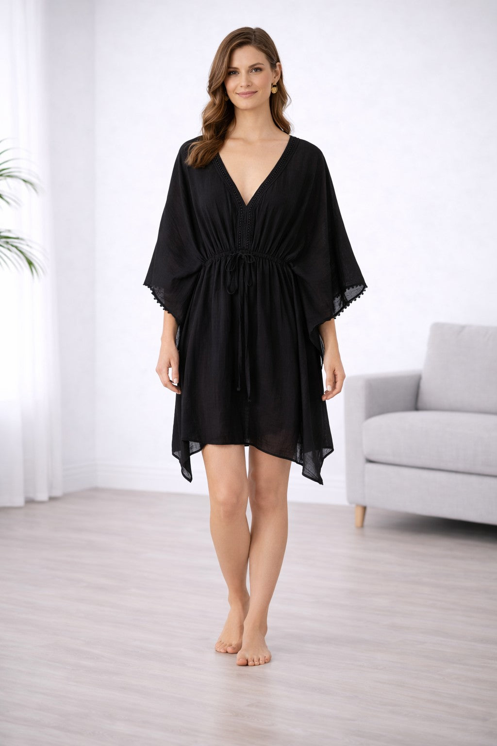 SOLID COLOR COVER-UP DRESS
