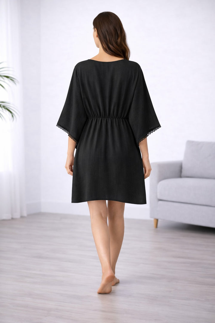 SOLID COLOR COVER-UP DRESS