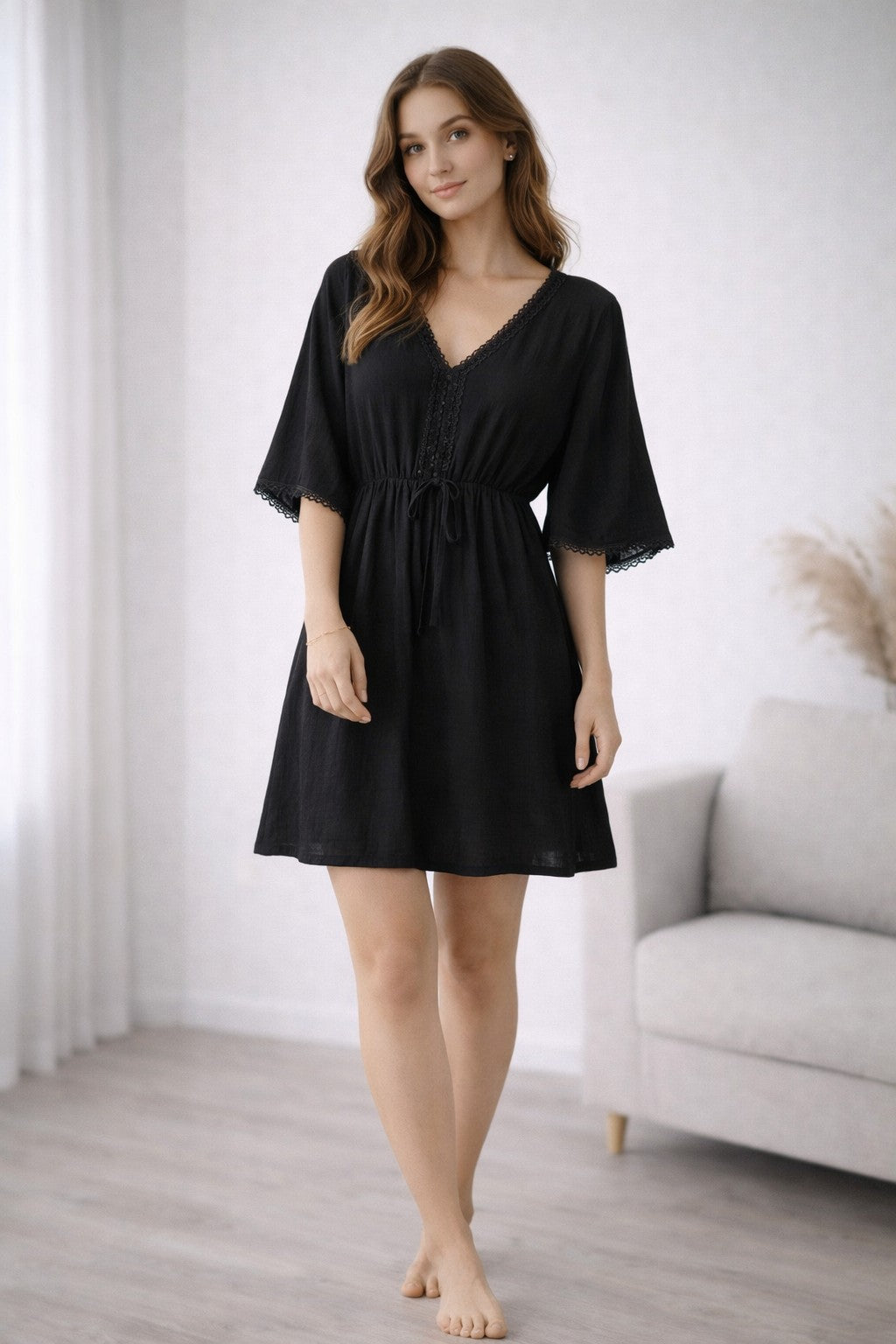 SOLID COLOR COVER-UP DRESS
