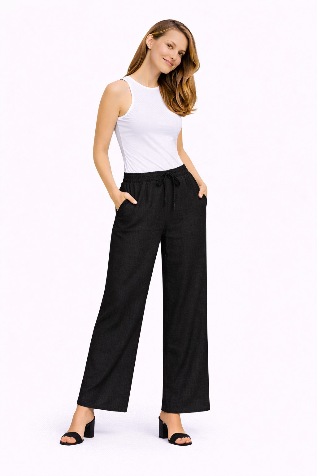 SOLID COLOR LINEN PANTS
