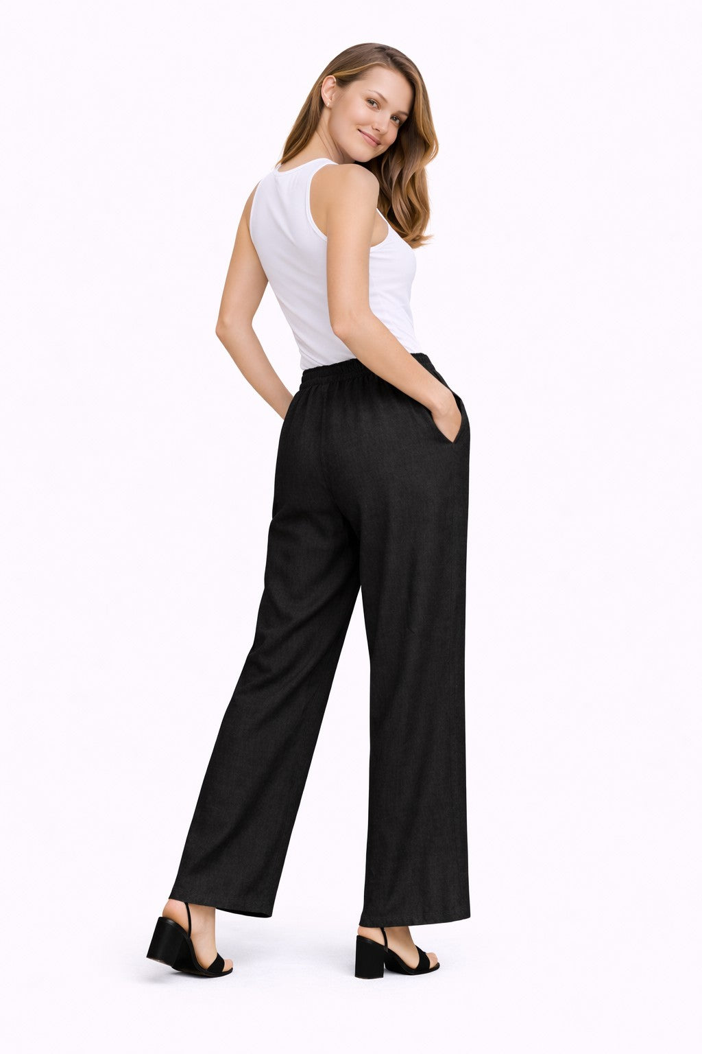 SOLID COLOR LINEN PANTS