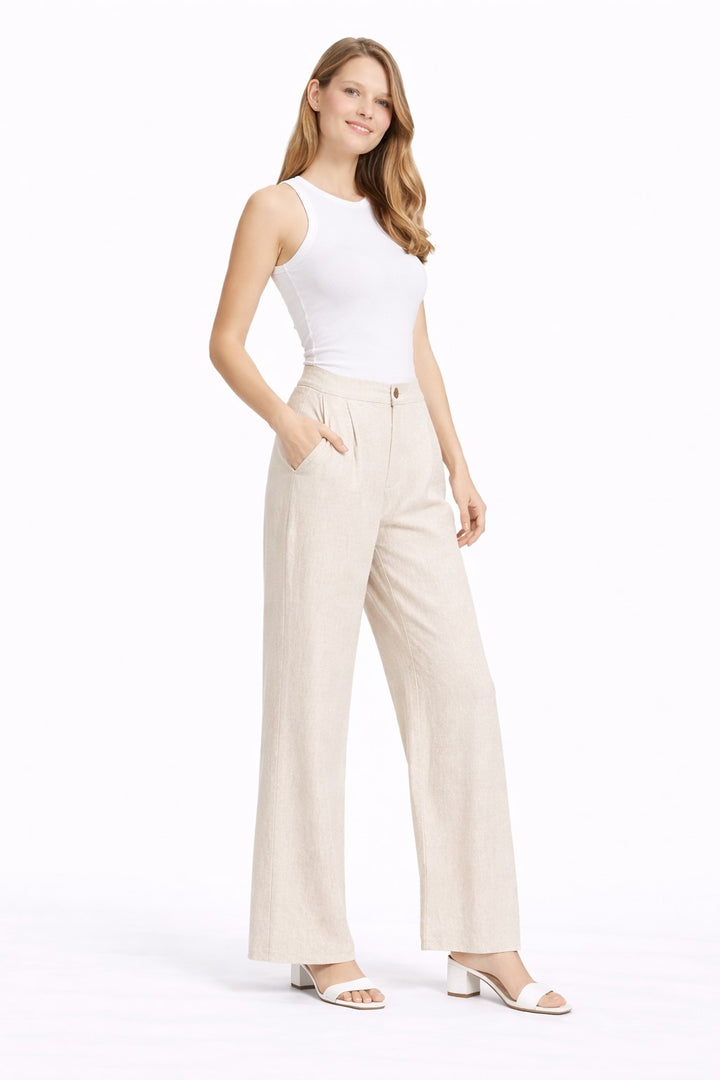 SOLID COLOR LINEN PANTS