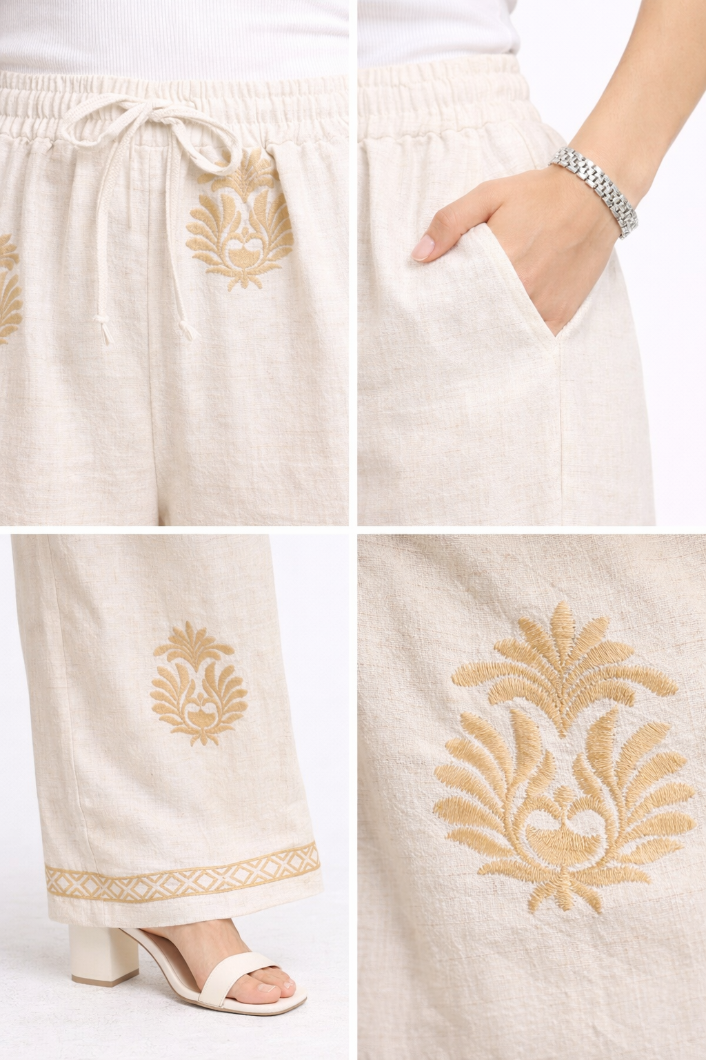 BOHO PATTERN LINEN PANTS