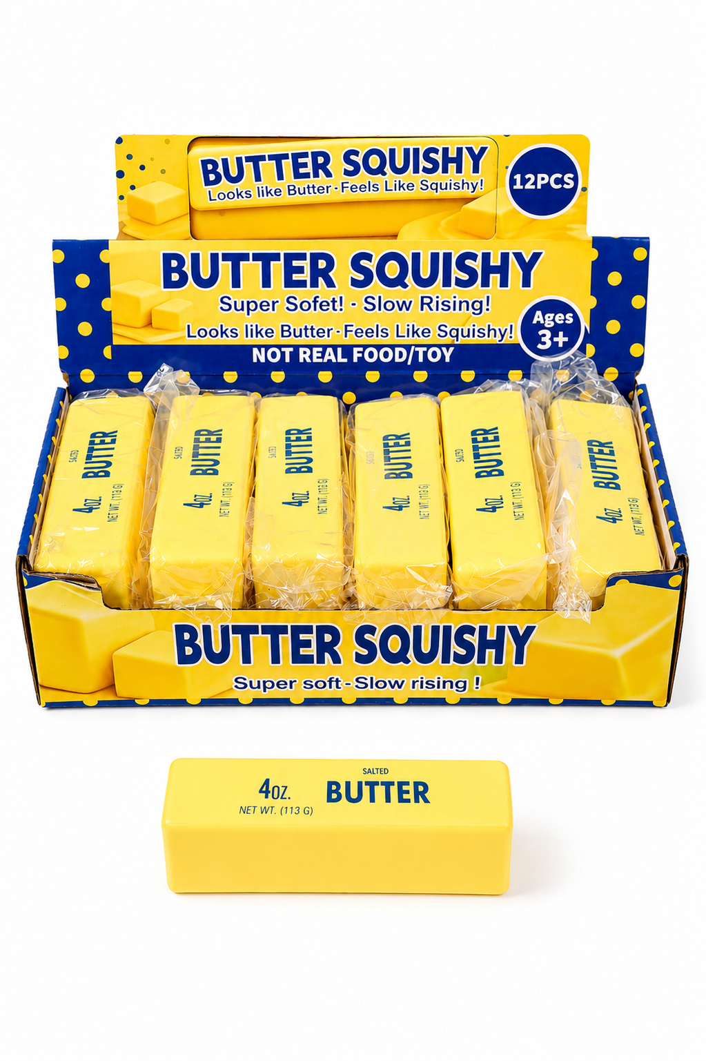 Butter Stick Stress Relief Squishy Toy - 12 pc pack