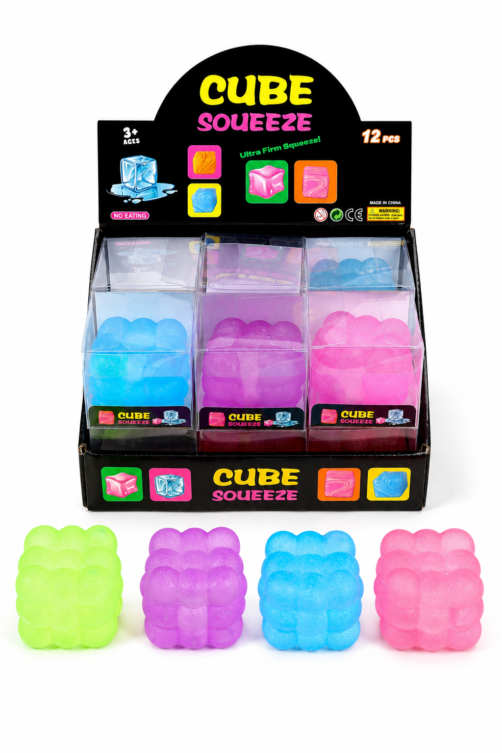 Ice Cube Stress Relief Squishy Toy - 12 pc pack