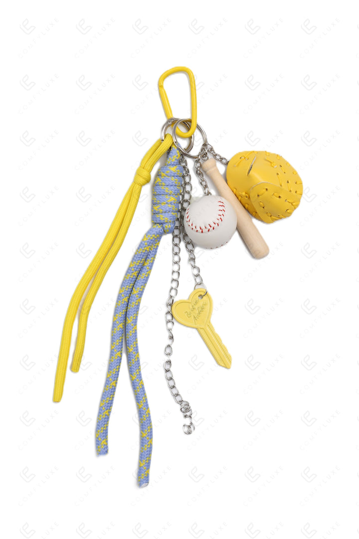 BASEBALL KEYCHAIN/BAG CHARM YELLOW KEYCHAINS