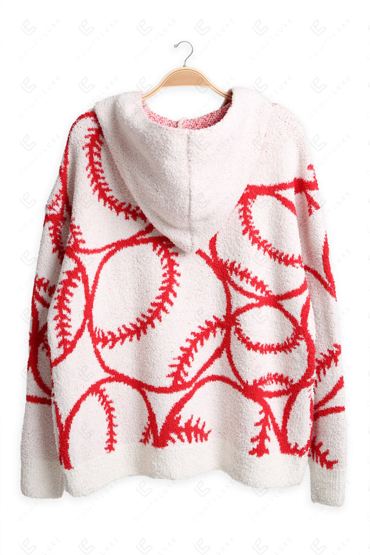 BASEBALL PATTERN HOODIE RED APPAREL