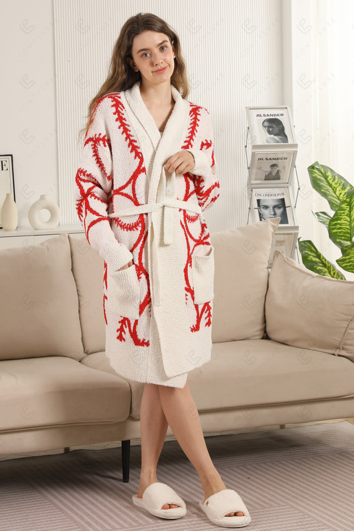 BASEBALL PATTERN ROBE RED APPAREL
