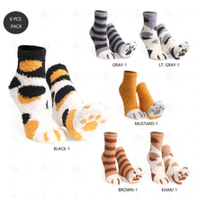 Load image into Gallery viewer, CAT &amp; PAW PRINT PATTERN MINI-CREW SOCKS SOCKS
