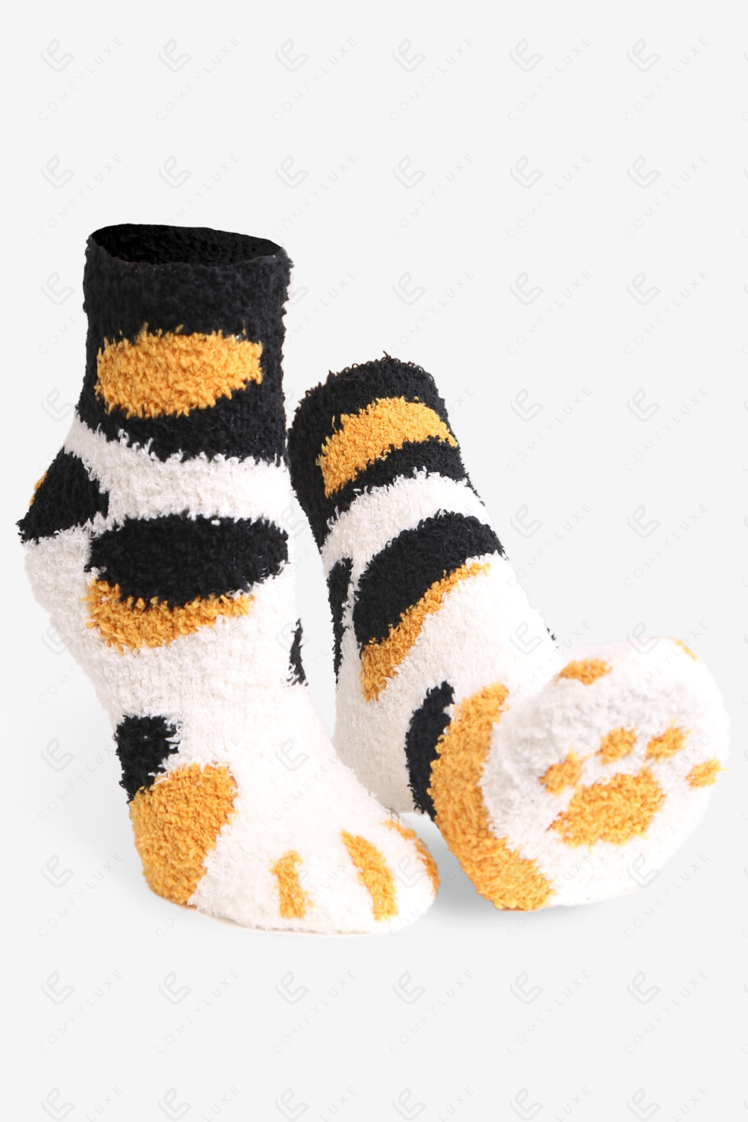 CAT & PAW PRINT PATTERN MINI-CREW SOCKS SOCKS