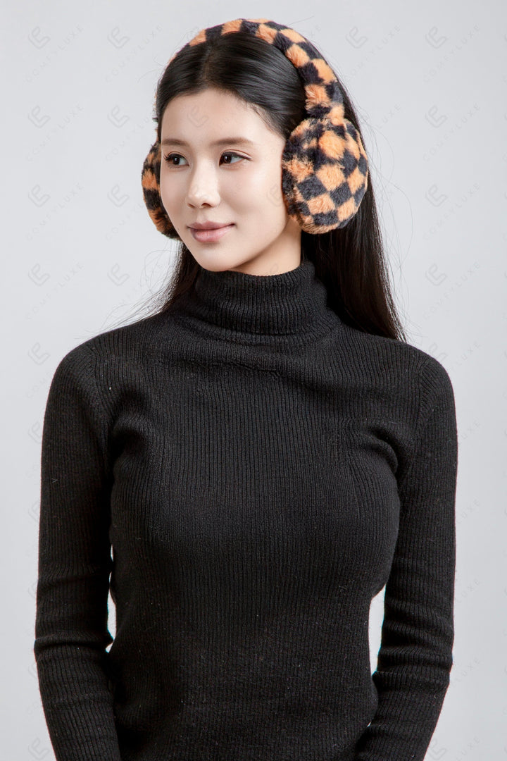 CHECKERED PATTERN EAR MUFFS EAR MUFFS