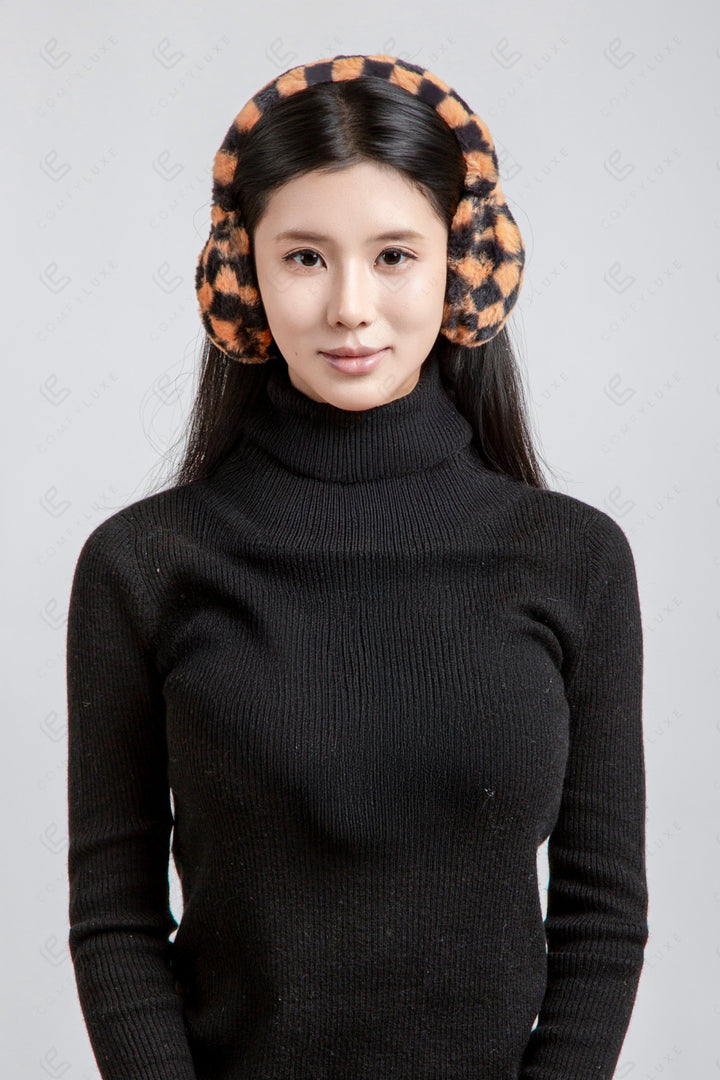 CHECKERED PATTERN EAR MUFFS EAR MUFFS