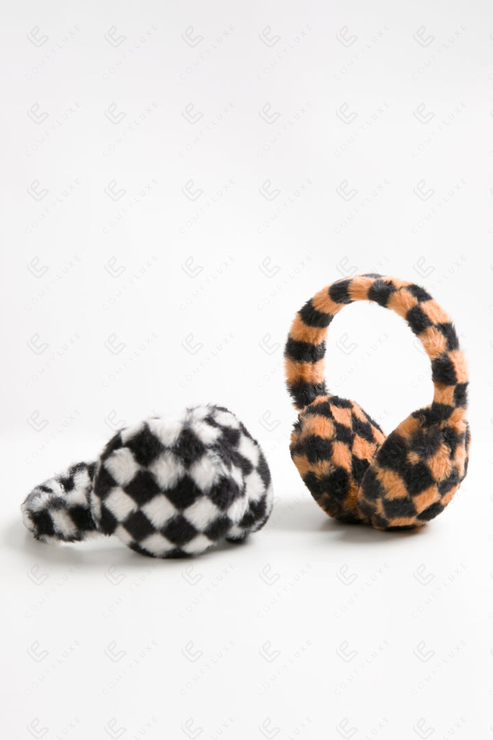 CHECKERED PATTERN EAR MUFFS EAR MUFFS