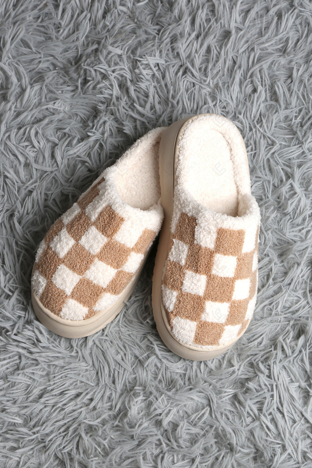 CHECKERED PATTERN PLATFORM SLIPPERS SLIPPERS/SLIDES