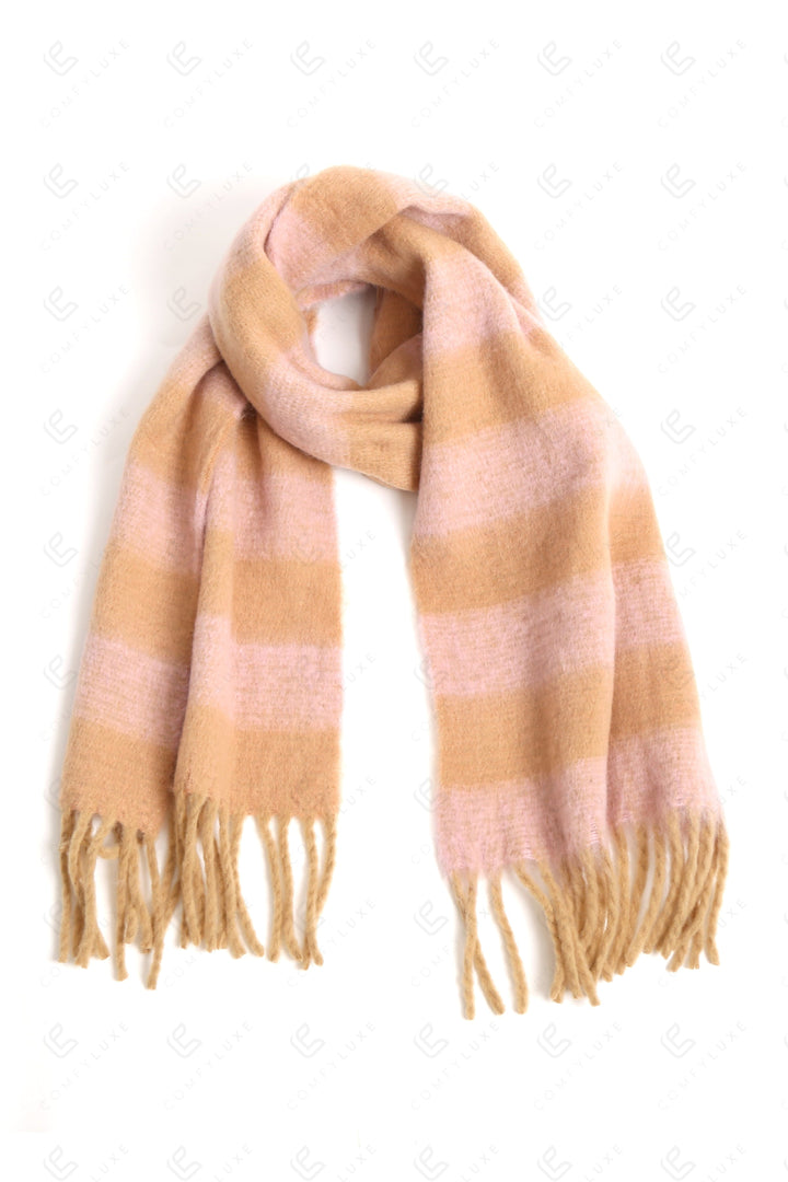 CHECKERED PATTERN SCARF BEIGE SCARVES