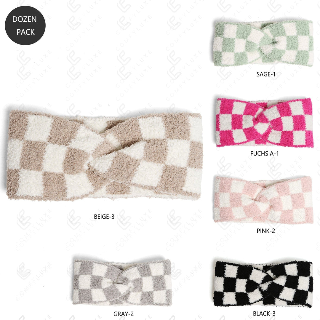 CHECKERED PATTER TWIST KNOT HEADBAND HEADWEAR