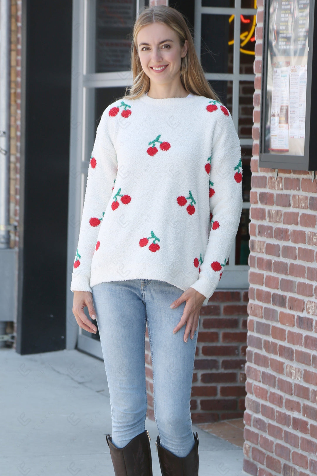 CHERRY PATTERN SWEATER CHERRY APPAREL