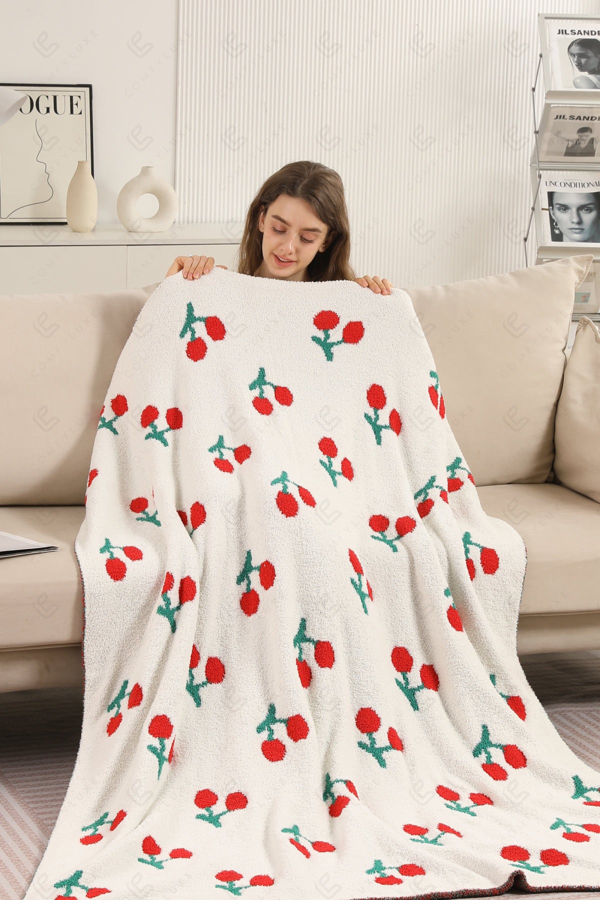CHERRY PATTERN THROW BLANKET CHERRY THROW BLANKETS
