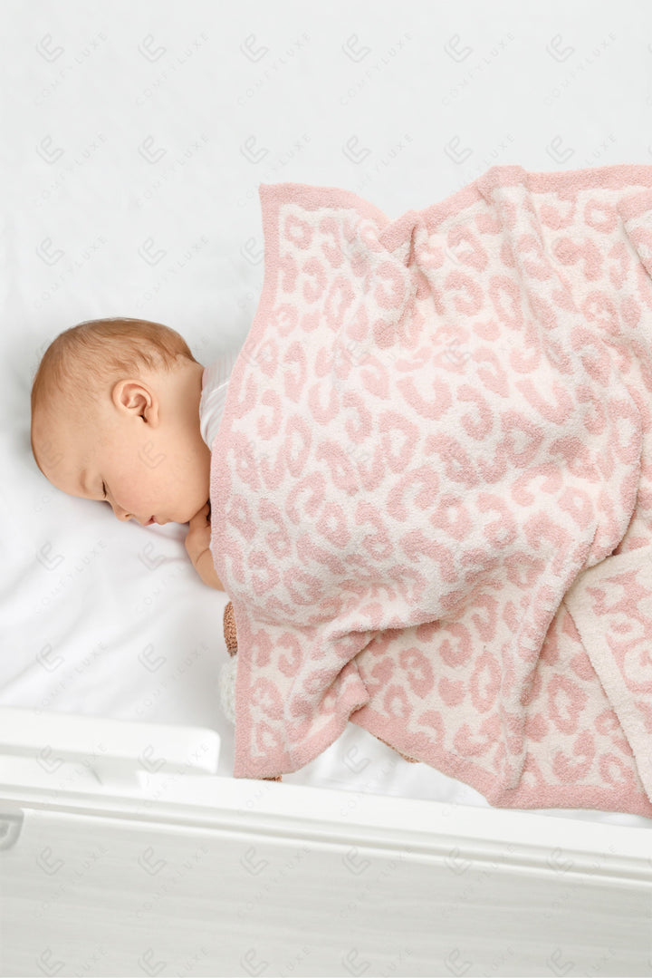 CHILDREN’S LEOPARD PATTERN THROW BLANKET PINK THROW BLANKETS