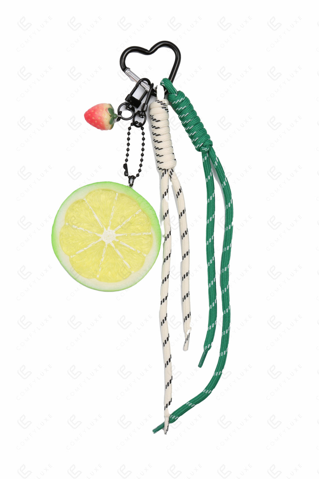 CITRUS &amp; STRAWBERRY KEYCHAIN/BAG CHARM GREEN KEYCHAINS