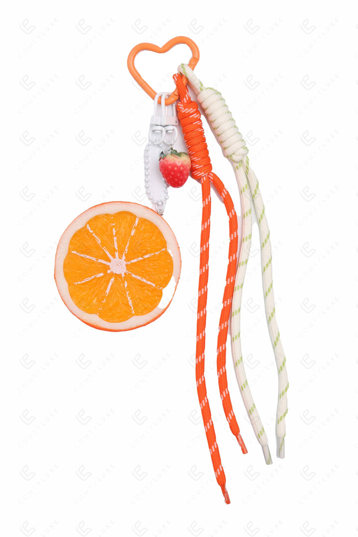 CITRUS &amp; STRAWBERRY KEYCHAIN/BAG CHARM ORANGE KEYCHAINS