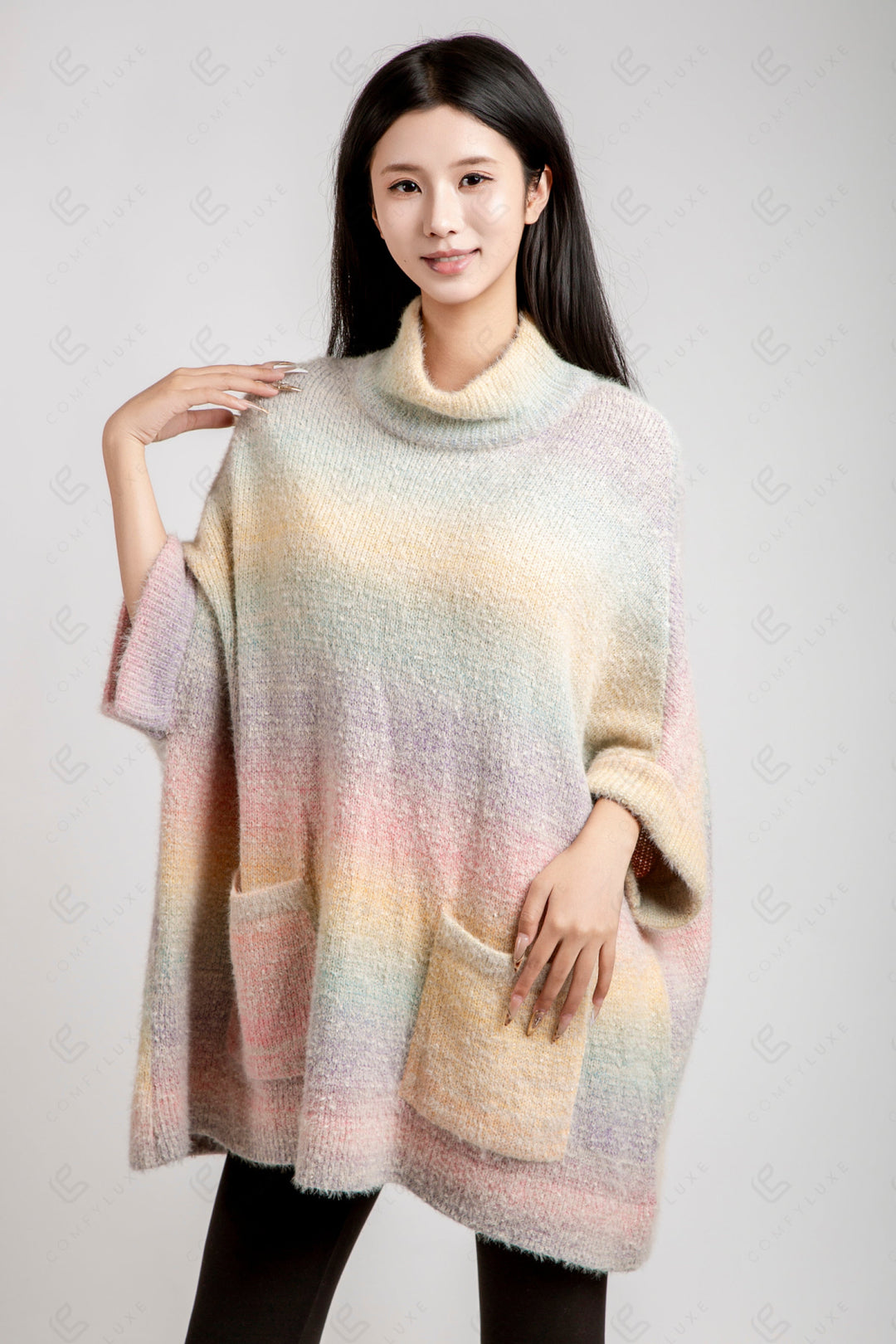 COLOR-BLOCKED &amp; GRADIENT PATTERN SWEATER PINK APPAREL