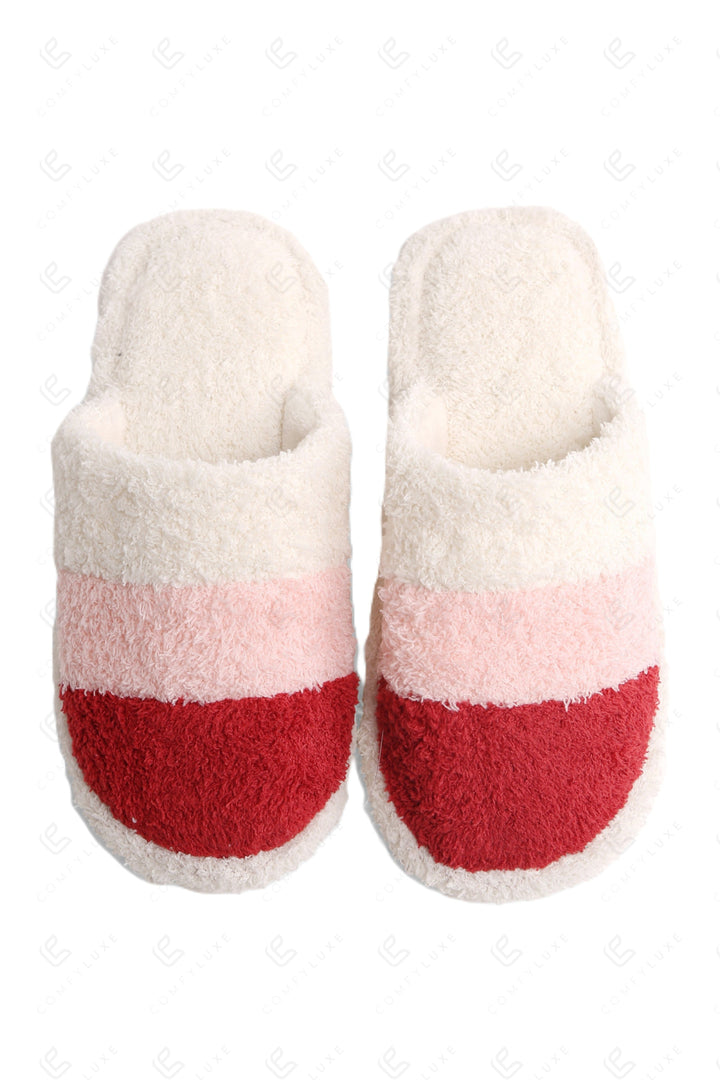 COLOR-BLOCKED PATTERN SLIPPERS RED / M/L SLIPPERS/SLIDES
