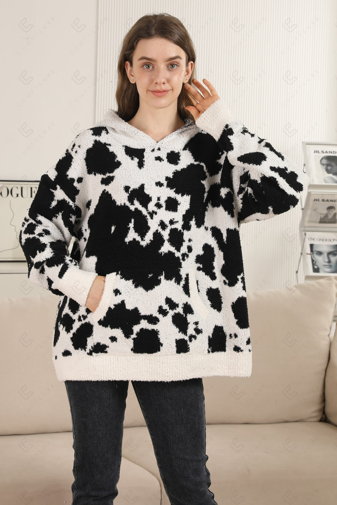 COW PATTERN HOODIE APPAREL