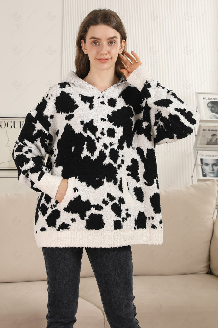 COW PATTERN HOODIE APPAREL