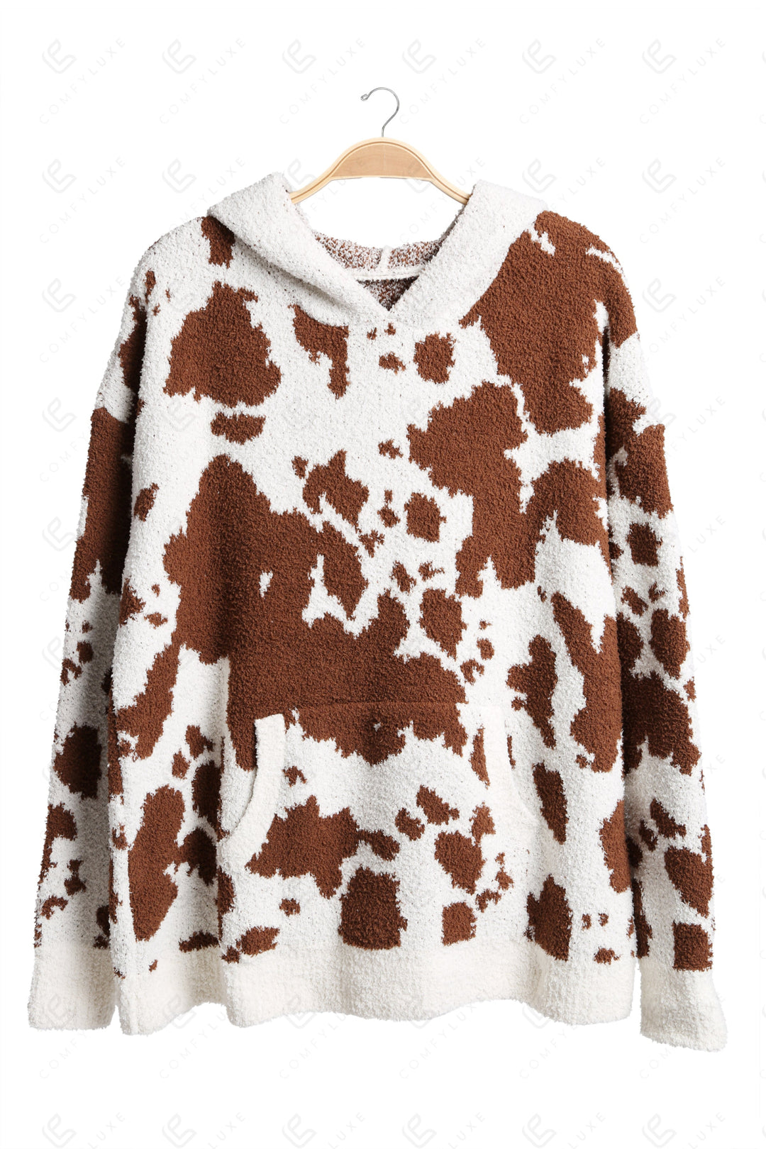 COW PATTERN HOODIE COFFEE APPAREL
