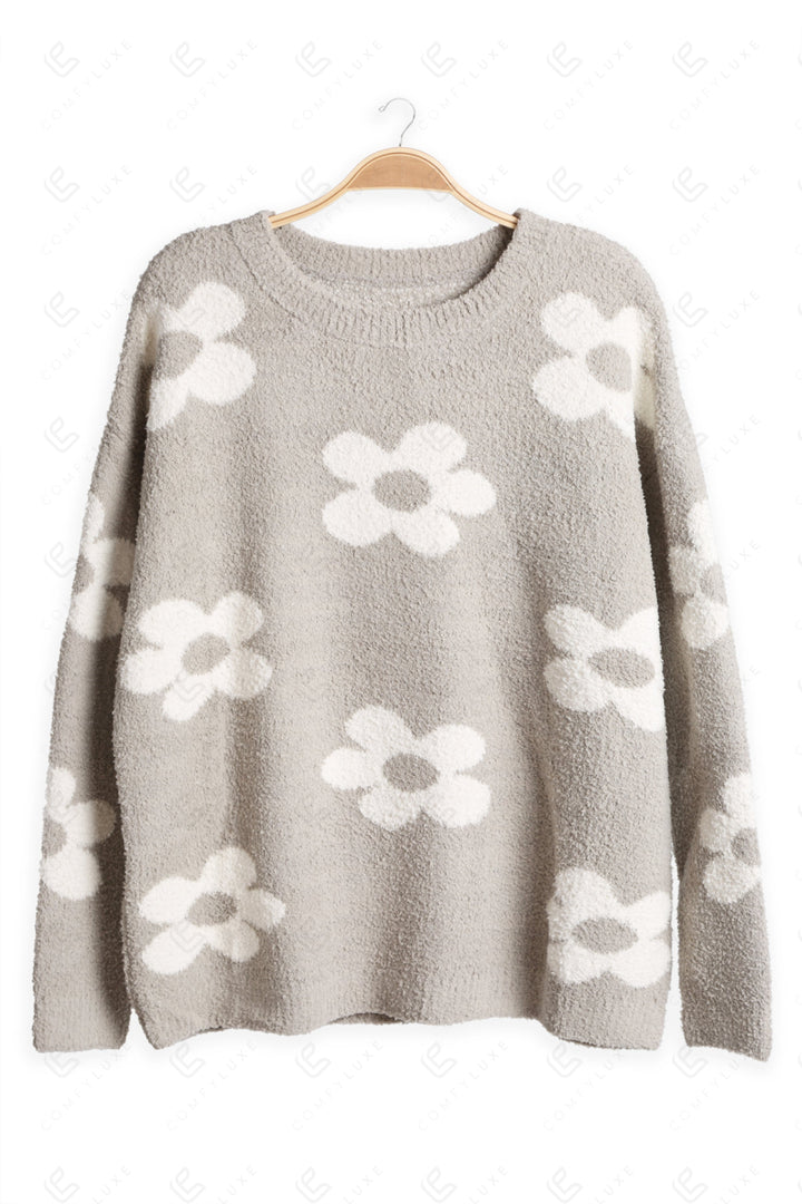 DAISY PATTERN SWEATER GRAY APPAREL