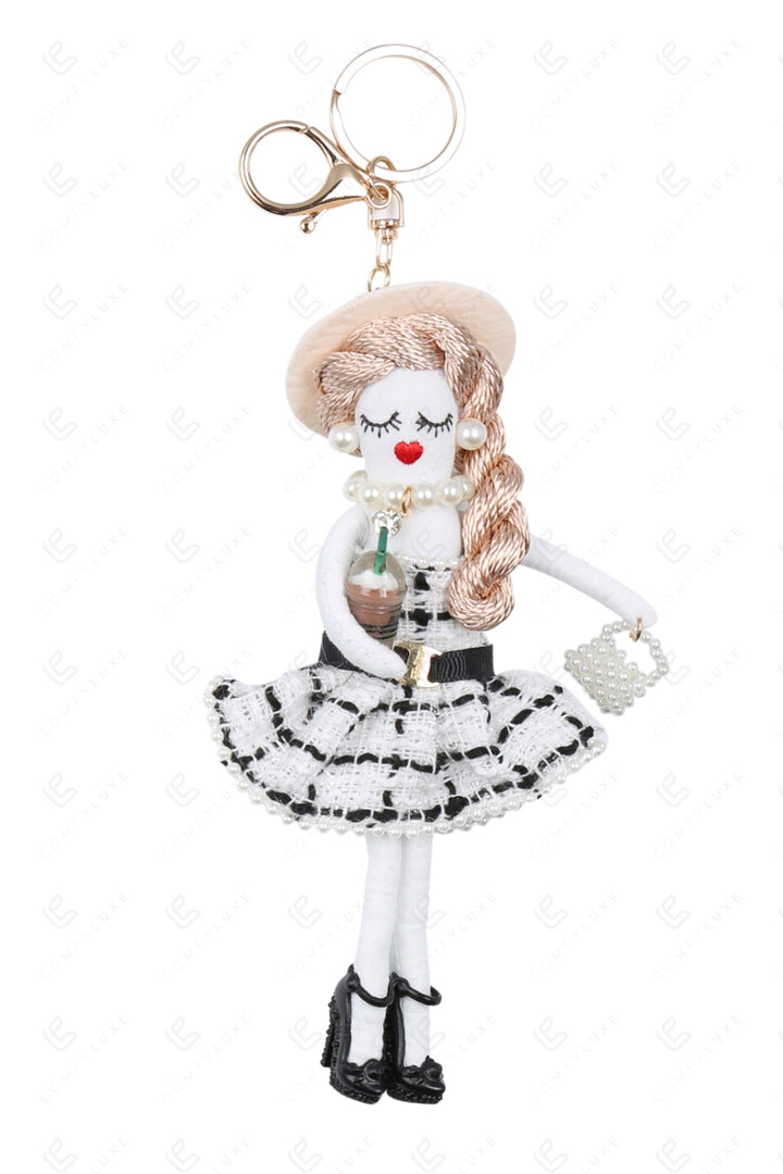 DOLL IN DRESS KEYCHAIN/BAG CHARM WHITE KEYCHAINS
