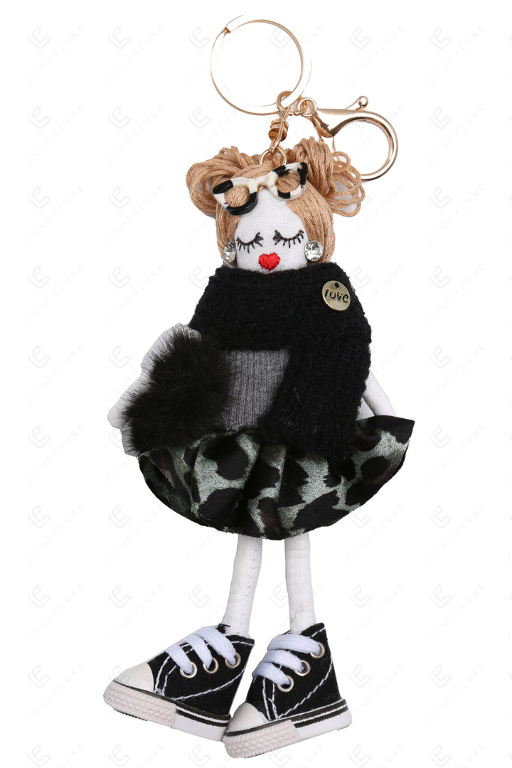 DOLL IN SKIRT KEYCHAIN/BAG CHARM BLACK KEYCHAINS
