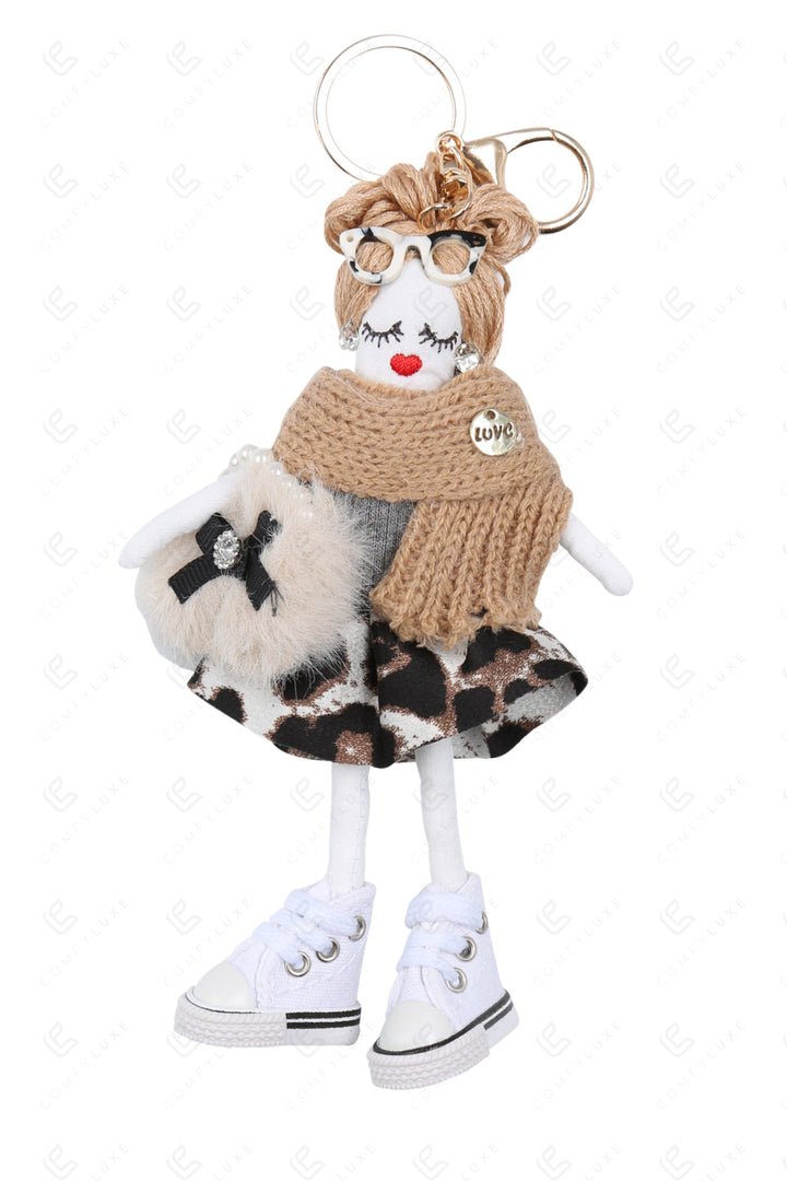 DOLL IN SKIRT KEYCHAIN/BAG CHARM CAMEL KEYCHAINS