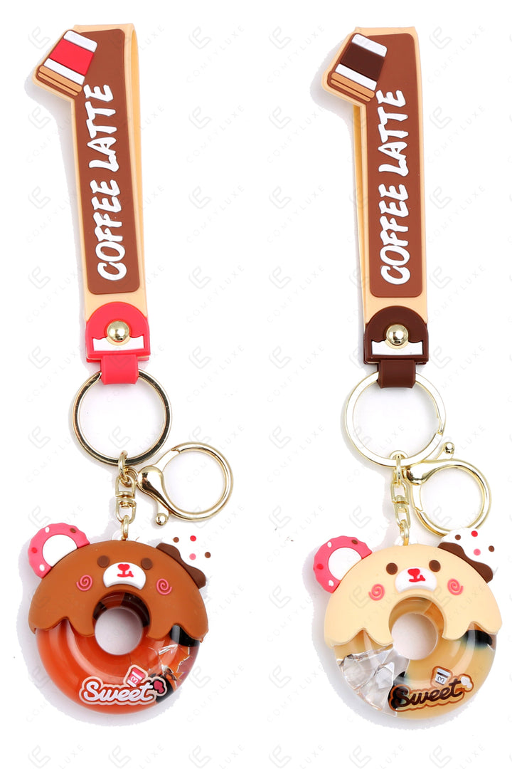 BEAR DONUT KEYCHAIN/BAG CHARM KEYCHAINS