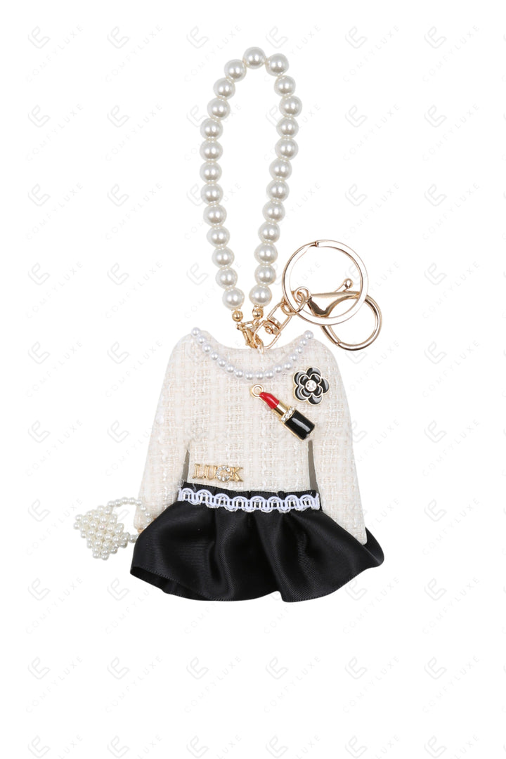 DRESS KEYCHAIN/BAG CHARM WHITE KEYCHAINS