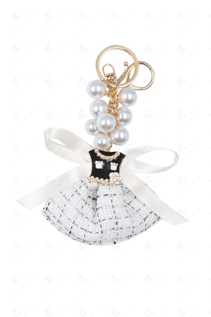 DRESS KEYCHAIN/BAG CHARM WHITE KEYCHAINS