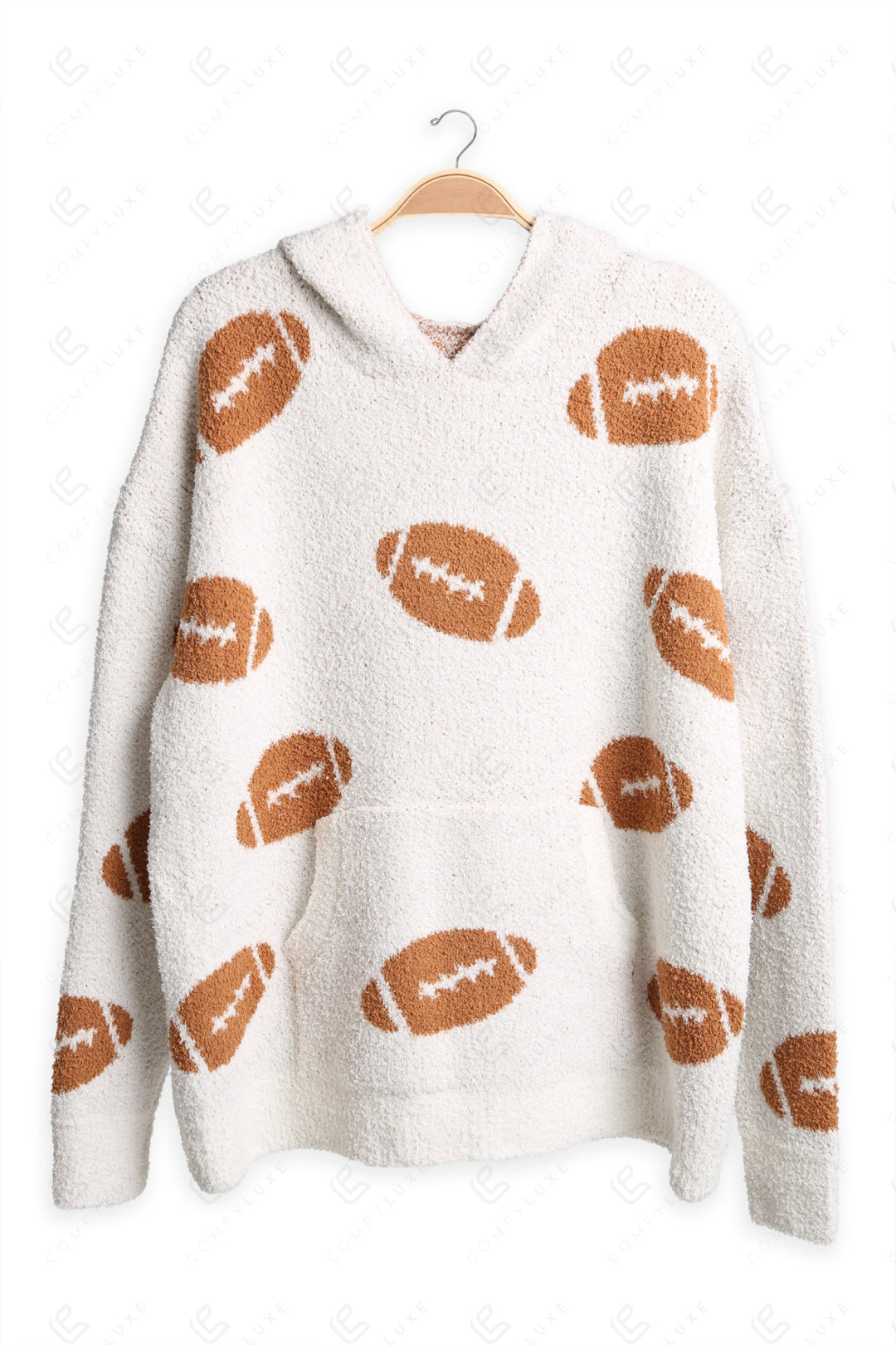 FOOTBALL PATTERN HOODIE BROWN APPAREL