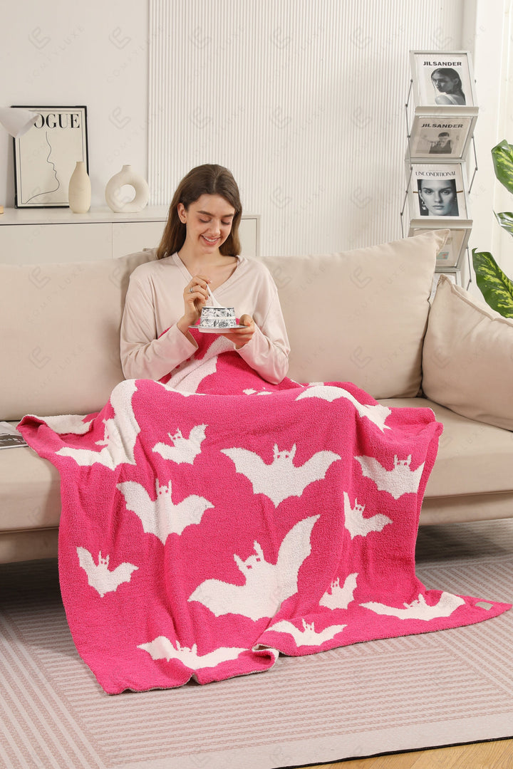HALLOWEEN PATTERN THROW BLANKET FUCHSIA THROW BLANKETS
