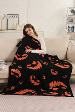 Load image into Gallery viewer, HALLOWEEN PATTERN THROW BLANKET ORANGE THROW BLANKETS
