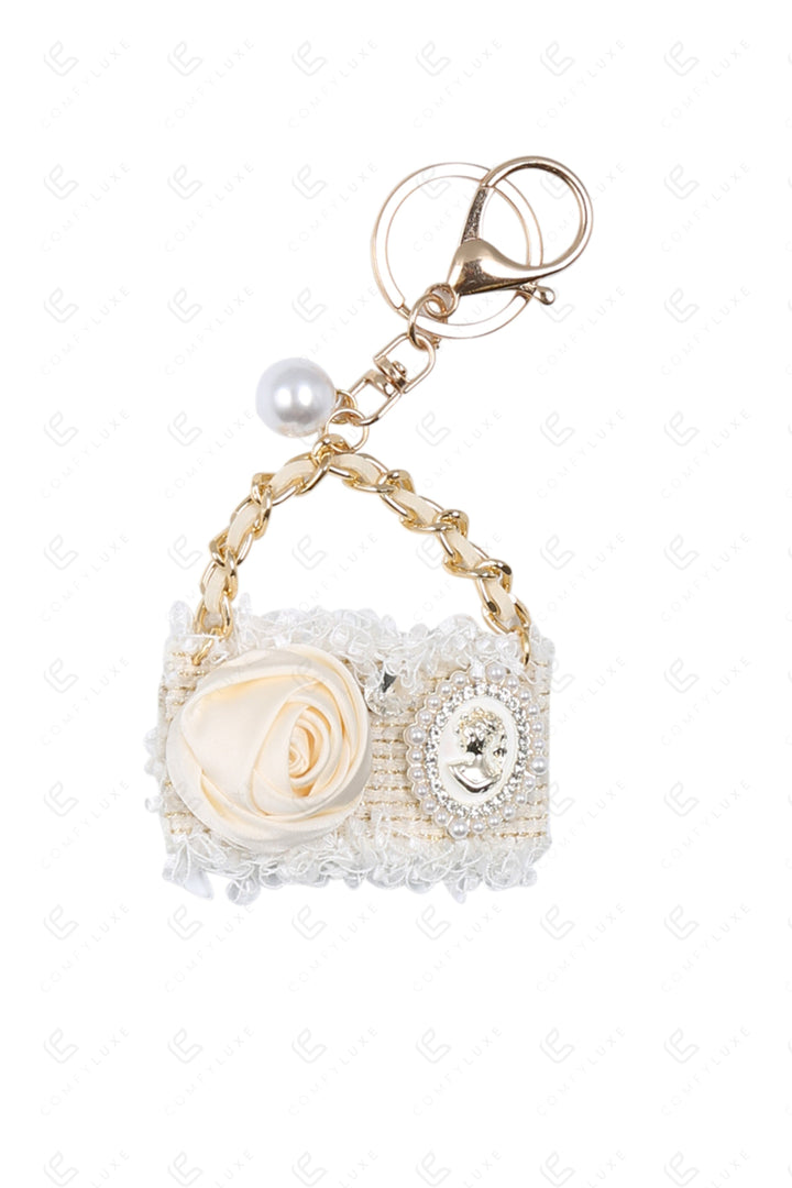 PURSE KEYCHAIN/BAG CHARM WHITE KEYCHAINS