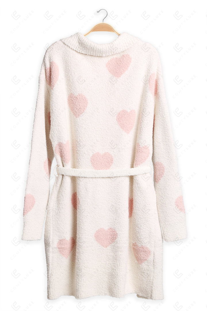 HEART PATTERN ROBE BEIGE APPAREL