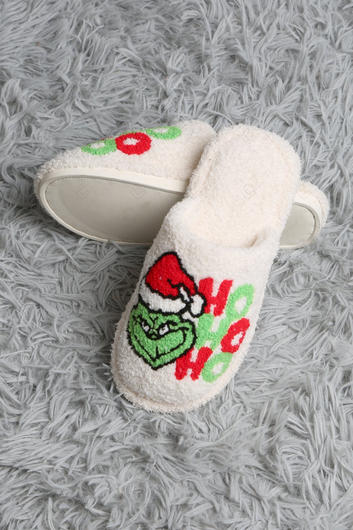 HOHOHO CHRISTMAS PATTERN SLIPPERS SLIPPERS/SLIDES